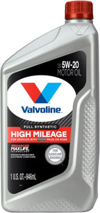 Valvoline Full Synthetic High Mileage with MaxLife Technology SAE 5W-20 Motor Oil 1 QT, Case of 6 (Pack of 2)