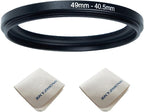 49mm Lens to 40.5mm Camera Lens Adapter 49mm to 40.5mm Step Down Ring Adapter Ring for All Brands of UV ND CPL, with Premium Lens Wiping Cloth 2 Pack (49mm-40.5mm)