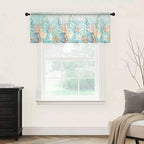 Summer Beach Sheer Valance Curtains, Green Ocean Colorful Coral Shell Seaweed Starfish Light Filtering Kitchen Valances Rod Pocket Voile Curtain Treatment for Bedroom/Living Room/Basement 42Wx12L