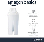 Amazon Basics Enhanced Replacement Water Filters for Water Pitchers, BPA-Free, WQA & NSF Certified, Compatible with Brita Water Pitchers & Drinking Water Filter Systems, 1 Year Filter Supply, 6-Pack