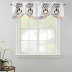 Grey Easter Tie Up Valance Curtains for Windows, Kitchen Curtains Window Shades, Spring Cartoon Bunny Colorful Eggs Wood Grain Light Filtering Roman Curtain Valances for Bedroom/Bathroom/Cafe 60"x18"