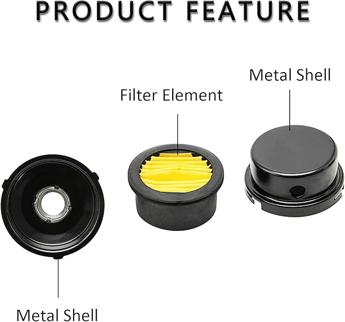 Pack of 2 1/2" Thread Male Thread Diameter 20mm Air Compressor Silencer Filter, Thread Metal Air Compressor Intake Filter Sound Muffler Silencer, Air Compressor Replacement Parts