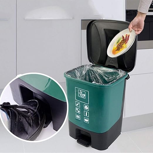 HASMI Trash Can Pedal-Type Trash Can, with Lid, Household Outdoor Garbage Sorting Box 20L Wastebasket (Color : White)