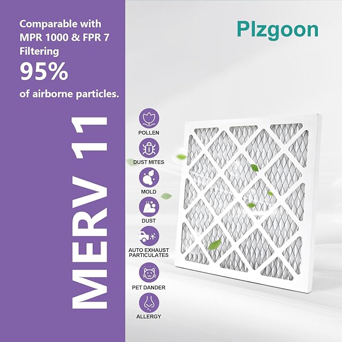 12x12x1 Air Filter MERV 11 (2 pack) MPR 1000 Pleated AC Furnace Filters Replacement Compatible with Air Conditioner HVAC AC Furnace Air Filter (Exact Dimensions: 11.81"L x 11.81"W x 0.79"Th)