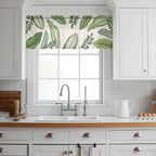 Summer Palm Leaf Sheer Valance Curtains, Green Tropical Plants Nature Leaves Linen Light Filtering Kitchen Valances Rod Pocket Voile Curtain Window Treatment for Bedroom/Living Room/Basement 60Wx18L