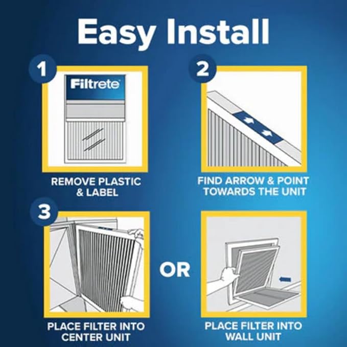 Filtrete 23 1/8x19 3/8x1 AC Furnace Air Filter, MERV 8, MPR 700, Tough on Pollen, Easy on Airflow, 3-Month Pleated 1-Inch Electrostatic Air Cleaning Filter, 4-Pack
