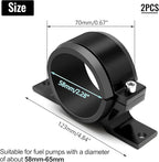 2 Pcs Universal Car Fuel Pump Fuel Filter Mounting Bracket Aluminum Clamp Holder with Rubber Insert, Black Hard Aluminum Anodized Accessories Suitable for Vehicle Fuel Oil Line (58 to 65 mm)