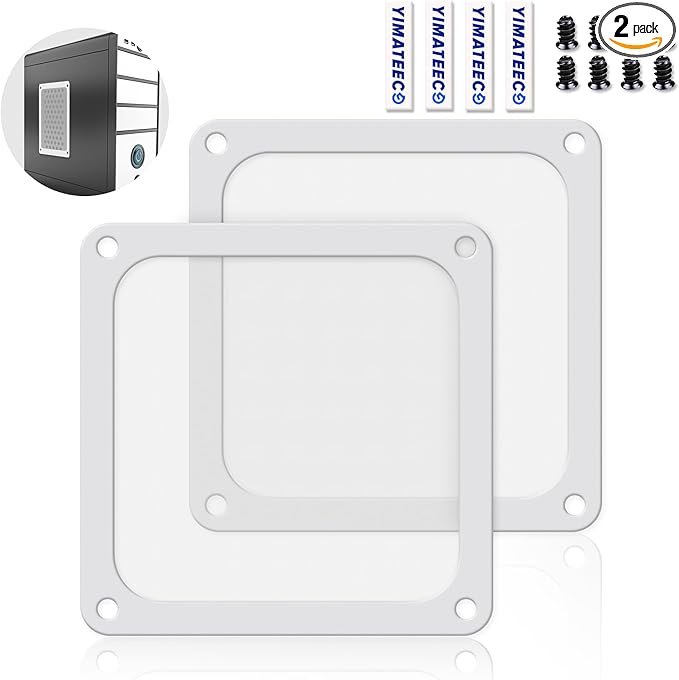 Dust Filter PC 120mm for Computer Cooler/PSU/Routers Nylon 80 Mesh, Magnetic Frame PC Fan Dust Mesh PC Cooler Filter Dustproof Computer Fan Grills (Nylon, 120 * 120mm, 2pcs, White)