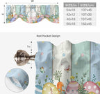 Easter Tie Up Valance Curtains for Windows, Kitchen Curtains Window Shades, Spring Rabbit Ears Foot Flowers Eggs Green Wooden Light Filtering Roman Curtain Valances for Bedroom/Bathroom/Cafe 42"x18"