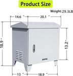 Pond, Water Garden Weatherproof Outdoor Cabinet Enclosure for Pond Aerator, Air Pump 20”W×15”D×19”H with pre-drilled knockouts, 110V Cooling Fan and pre-wired outlet included