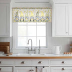 Rustic Lemon Gnomes Sheer Valance Curtains, Summer Fruit Leaves Retro Linen Texture Light Filtering Kitchen Valances Rod Pocket Voile Curtain Window Treatment for Bedroom/Living Room/Basement 42Wx18L