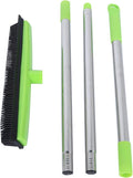 Multifunctional Broom, Telescopic Carpet Rake Rubber Pp 12.6in Brush Easy Wash Floor Carpet Broom for Pet Hair Dust Removal Tile Window Cleaner (Green)