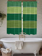Farm Retro Green Wood Grain Window Valance Curtains, Rustic Wooden Plank Texture Light Filtering Kitchen Valance with 3-inch Rod Pocket for Living Room Bathroom Bedroom,2 Panel,52x72In
