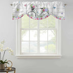 Spring Tie Up Valance Curtains for Windows, Kitchen Curtains Window Shades, Bicycles Botanical Rose Leaves Butterfly Wood Grain Light Filtering Roman Curtain Valances for Bedroom/Bathroom/Cafe 60"x18"