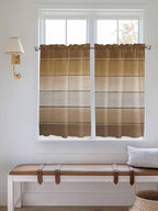 Vintage Brown Gradient Wood Grain Window Valance Curtains, Farmhouse Wood Barn Light Filtering Kitchen Valance with 3-inch Rod Pocket for Living Room Bathroom Bedroom,2 Panel,42x45In