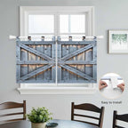 Farmhouse Wood Grain Kitchen Curtains 36 Inch Length, Small Window Curtains Tab Top, Vintage Country Barn Gate Textured Light Filtering Short Window Treatments Tier Drapes 27.5"x36" 2 Panel
