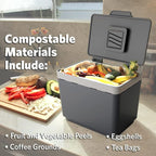 Glad Compost Bin for Kitchen, 1.5 Gallon | Plastic Container with Removable Inner Basket, Bag Storage Holder, and Carbon Odor Blocking Filters, Gray