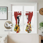 Cow Sunflowers Kitchen Curtains 45 Inch Length, Short Cafe Window Curtains Tab Top, Botanical Floral Leaves Bees Farm Barn Light Filtering Window Treatments Tier Drapes 27.5"x45" 2 Panel