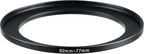 62-77mm Metal Step-Up/Down Ring Adapter Compatible with Mirrorless Cameras DSLR Lens, UV CPL ND Filter Thread Converter, Black