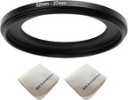 52mm Lens to 37mm Camera Lens Adapter 52mm to 37mm Step Down Ring Adapter Ring for All Brands of UV ND CPL, with Premium Lens Wiping Cloth 2 Pack (52mm-37mm)