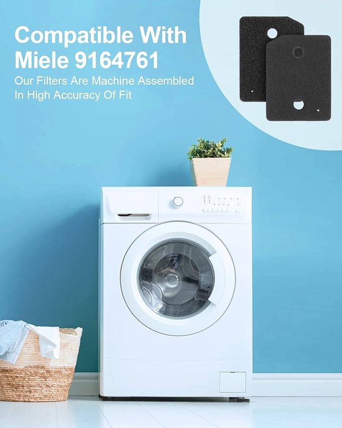 9164761 Foam Filter Replacement for All Miele T1 Heat Pump Tumble Dryers TMB540WP TKS850WP TKG840WP TKS650WP TKB150WP TKG450WP TCJ680WP TCE520WP Parts (2)