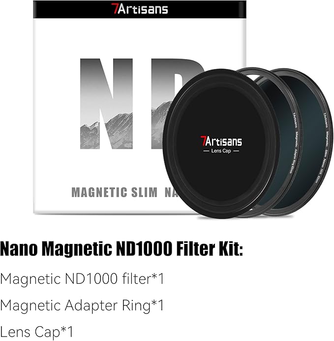 7artisans Nano Magnetic Filter UV Filter ND Light Reduction Filter/CPL Polarization Filter/GND Gradient Filter/Black Mist 1/4 Portrait Photography Filter Suitable for Lens(72mm ND1000)