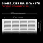 20x6 Air Register(Duct Opening Size),Air Return Vent Cover,Flat Vent Cover,Rejillas De Aire Acondicionado para Casa,Return Air Grilles,Outer Dimensions:21.75"Wx7.75"H(20"W x 6"H, Duct Opening)