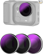 AMAZEAR ND Filters Kit for Insta360 GO Ultra Accessories (3 Pack), Insta 360 ND8 ND32 ND128 Optical Glass Pro Lens Filters with Multi Coating for Cinematic Motion Blur and Light Reduction