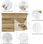 Light Brown Wood Grain Magnetic Double Layer Car Window Shades,Side Window Curtains for Blackout/Breathable Mesh View,Western Farmhouse Barn Door Privacy Sun Shades for Heat/UV Protection 26x20in 1pcs