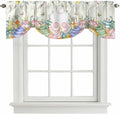 Easter Tie Up Valance Curtains for Windows, Kitchen Curtains Window Shades, Spring Rabbit Ears Foot Colorful Eggs Leaf Floral Light Filtering Roman Curtain Valances for Bedroom/Bathroom/Cafe 60"x18"