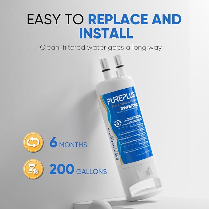 PUREPLUS EDR1RXD1 Replacement for Everydrop® Filter 1, W10295370A, W10295370, EDR1RXD1B, P8RFWB2L, P4RFWB, Kenmore® 46-9081, 46-9930, WD-F38,WRS325SDHZ Refrigerator Water Filter, 1 Pack