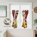 Cows Sunflowers Kitchen Curtains 45 Inch Length, Short Cafe Window Curtains Tab Top, Spring Floral Bees Farmhouse Barn Light Filtering Window Treatments Tier Drapes 27.5"x45" 2 Panel