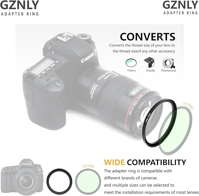 43mm to 46mm Step-up Adapter Rings Filter Adapter Black Metal Step Down Filter Ring Adapter Compatible with All Brand UV CPL ND Camera Lens Filter Stepping Rings (43mm-46mm)