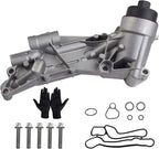 Upgrade aluminium Oil FILTER HOUSING With Engine Oil Cooler and aluminium cap compatible with Chevy Cruze Aveo Sonic Malibu，Pontiac G3，Saturn Astra 1.6L 1.8L