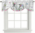 Spring Tie Up Valance Curtains for Windows, Kitchen Curtains Window Shades, Bicycles Botanical Rose Leaves Butterfly Wood Grain Light Filtering Roman Curtain Valances for Bedroom/Bathroom/Cafe 42"x18"