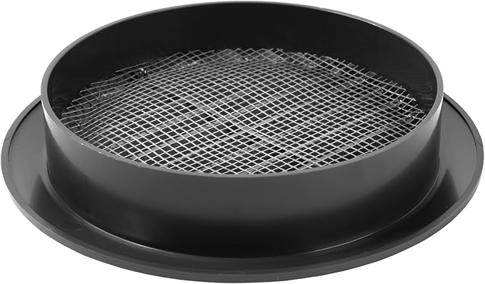 Vent Systems 5'' Inch - Black - Pack of 5 - Soffit Vent Cover - Round Air Vent Louver - Grill Cover - Built-in Insect Screen - HVAC Vents for Bathroom, Home Office, Kitchen
