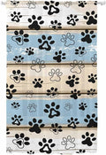 Sheer Curtains 96 Inches Long, Blue Beige Paw Print Semi Sheer Curtains Light Filtering Window Treatment, Vintage Farmhouse Rustic Wooden Grain Privacy Voile Drapes for Living Room Bedroom 52x96 Inch