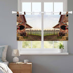 Farm Cows Kitchen Curtains 36 Inch Length, Small Window Curtains Tab Top, Farmhouse Barn Funny Animals Butterfly Light Filtering Short Window Treatments Tier Drapes 27.5"x36" 2 Panel