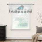 Farmhouse Sheer Valance Curtains, Summer Blue Car with Cactus Succulents Wood Grain Light Filtering Kitchen Valances Rod Pocket Voile Curtain Window Treatment for Bedroom/Living Room/Basement 42Wx18L