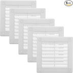 Vent Systems 3" x 3" (Opening Dimensions) - Pack of 5 - White Plastic Soffit Vent Cover - Durable Flat Square Air Vent Grille with Mesh Screen - Ventilation Grill Wall & Ceiling Indoor & Outdoor