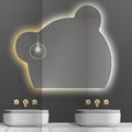 LTSRLL LED Vanity Mirror Cute Bear Decorative Mirror for Bathroom & Dressing Tabler Backlight Wall Mirror with 3 Color Dimmable Light Demister Pad Human Body Sensor Switch(Cut Right,80cmx95cm)