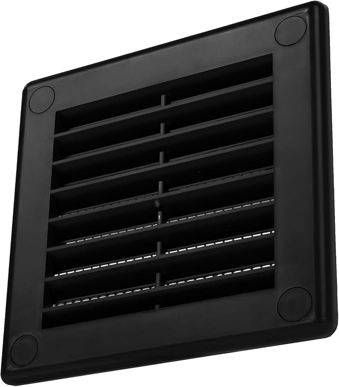 Vent Systems 4'' x 4'' Inch Black Soffit Vent Cover - Pack of 100 - Flat Square Air Vent Louver - Grille Cover - Built-in Insect Screen - HVAC Vents for Bathroom, Home Office, Kitchen 4x4 Inch