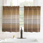 Vintage Brown Gradient Wood Grain Window Valance Curtains, Farmhouse Wood Barn Light Filtering Kitchen Valance with 3-inch Rod Pocket for Living Room Bathroom Bedroom,2 Panel,27.5x45In