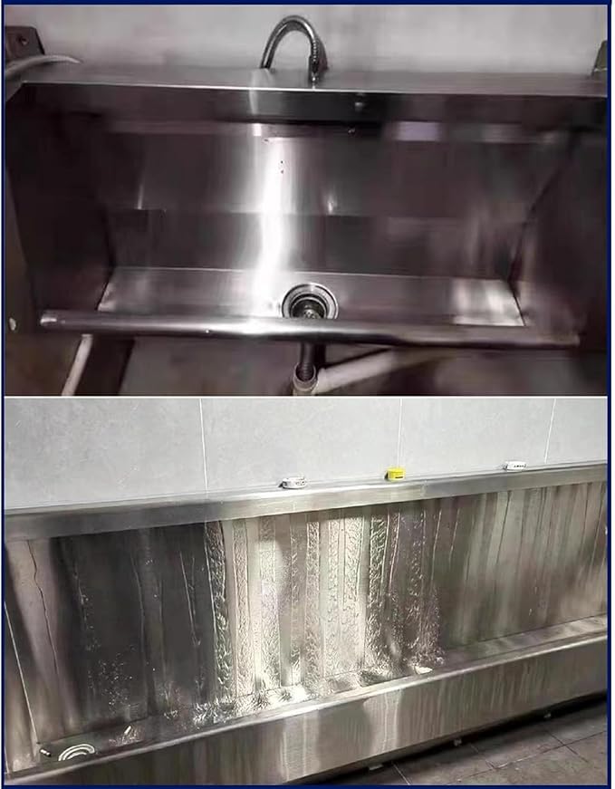 Wall-Mounted Stainless Steel Urinal Trough with Drain Pipe and Sensor, 304 Steel Commercial Multi-User Urinal, 100CM/150CM, for Schools and Construction Sites (100CM)