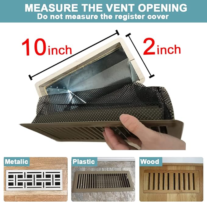 Floor Register Cover Trap，Floor Air Vent Cover Screen for Home Air Vent Filters 5-Pack Floor Vent Mesh Filters Net Trap… (2 x 10 Inch)