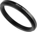 49-43mm Metal Step-Down Ring Adapter Compatible with Mirrorless Cameras DSLR Lens, UV CPL ND Filter Thread Converter, Black