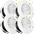 Soffit Vents 6 Inch, Round Exhaust Air Vent Cover with Built-in Fly Screen for Bathroom Kithchen Office Home, White 4P