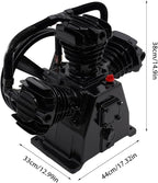 Air Compressor Pump Head, 5-HP Single-Stage Inline-Twin Replacement Air Compressor Pump 3 Cylinder Head, Single-Stage Aluminum Air Compressor Pump Replacement with 115 Max. PSI, 10-12 CFM