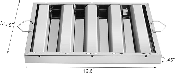 New Star Foodservice 54361 Stainless Steel Hood Filter, 20" W x 16" H, Set of 6