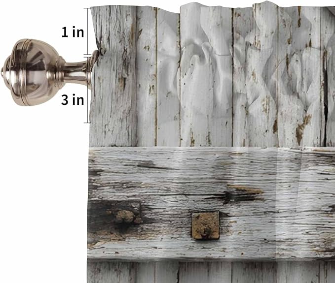 Vintage Gate Kitchen Curtains 54 Inches Length, Farmhouse Wooden Grain Shabby Chic Door Window Treatment Curtain Drapes, Thermal Insulated Drapes for Basement Hotel RV, 42"x54", 2 Panels